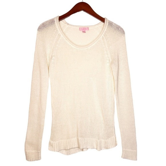LILLY PULITZER Shaker Knit Pullover Sweater Size Small in Ivory - Picture 1 of 11